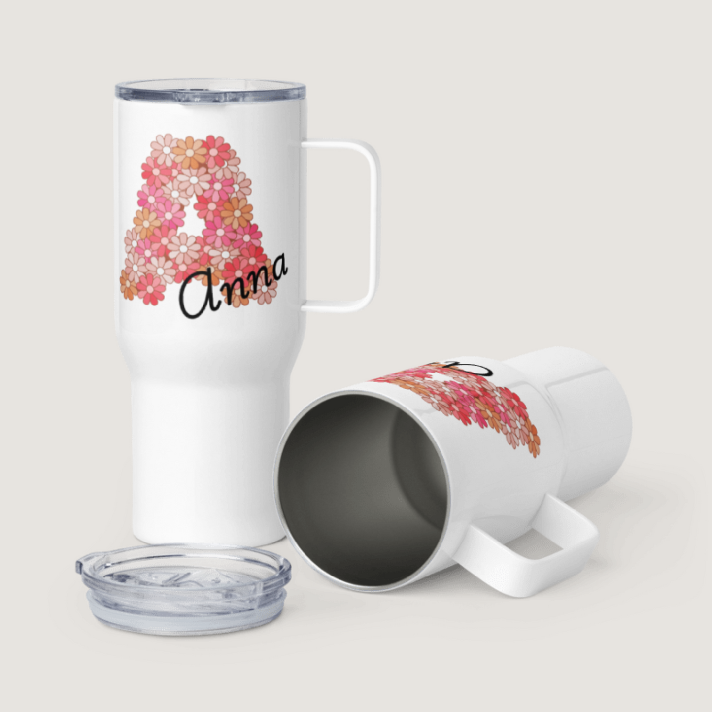 Personalisierter Tumbler + Name - 739 ml (25 oz) - "Floral"