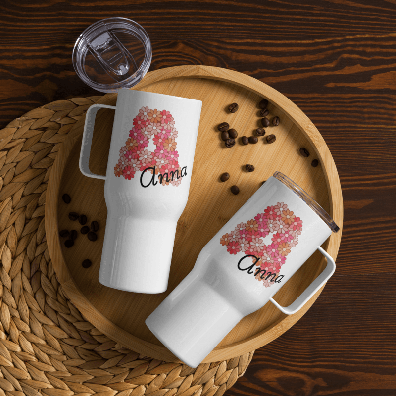 Personalisierter Tumbler + Name - 739 ml (25 oz) - "Floral"