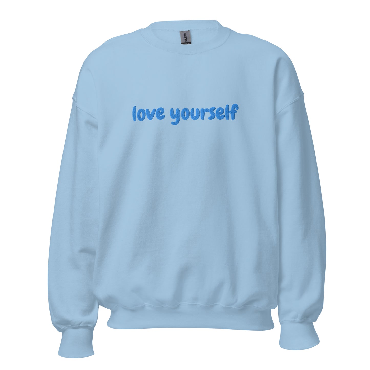 "Love Yourself" Sweater | Light Blue | Embroidered