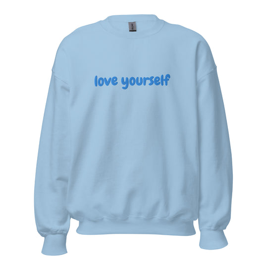"Love Yourself" Pullover | Hellblau | Gestickt