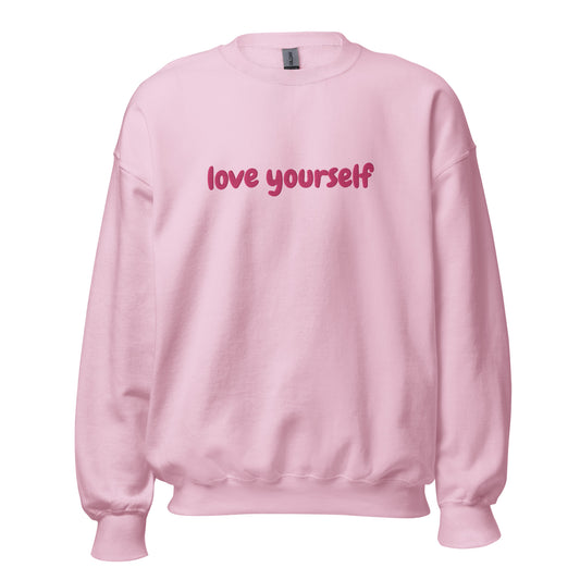 "Love Yourself" Pullover | Hellpink | Gestickt